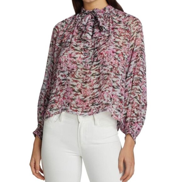 IRO Tops - IRO Vibrancy Tie-Neck Floral Blouse-sz 38 (US Medium)